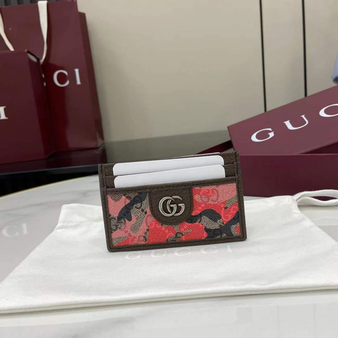 Gucci ophidia card case 834795 in pink and red GG fabric