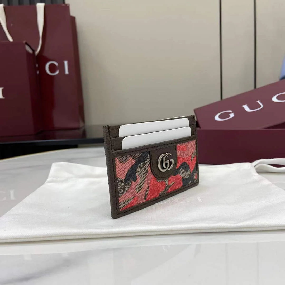 Gucci ophidia card case 834795 in pink and red GG fabric