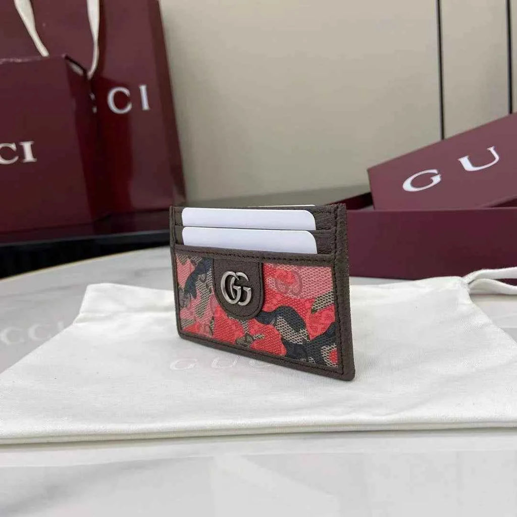 Gucci ophidia card case 834795 in pink and red GG fabric