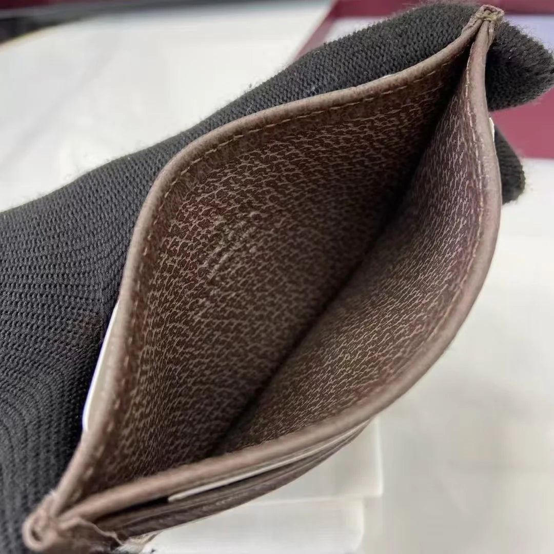 Gucci ophidia card case 834795 in beige and dark brown fabric