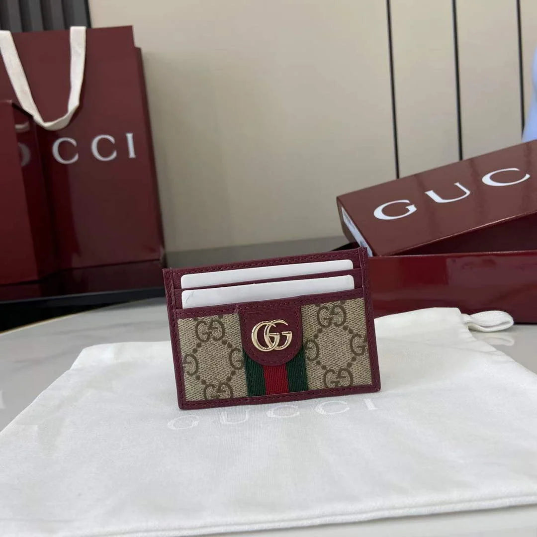 Gucci Ophidia card case 838486 in beige and red GG Supreme
