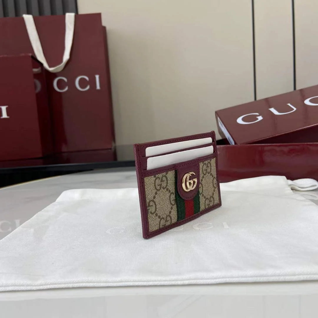 Gucci Ophidia card case 838486 in beige and red GG Supreme