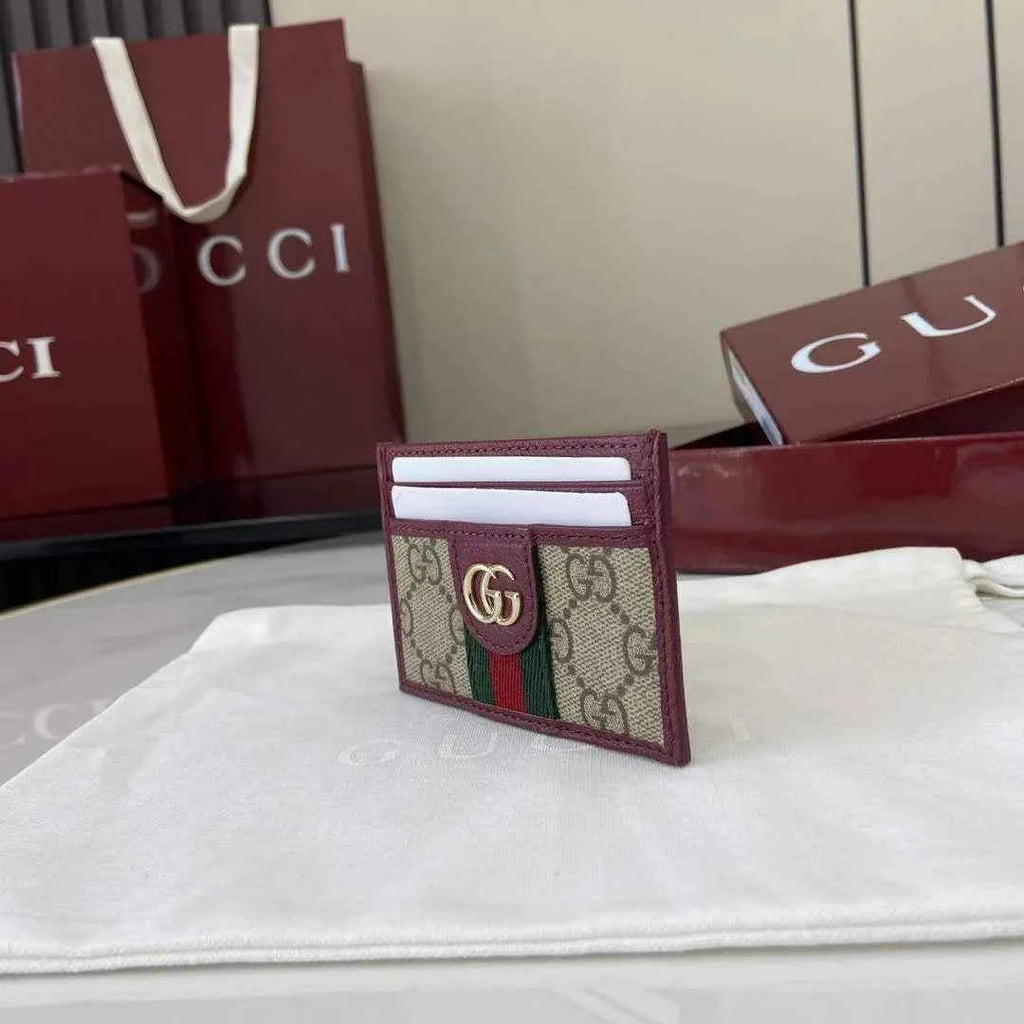 Gucci Ophidia card case 838486 in beige and red GG Supreme
