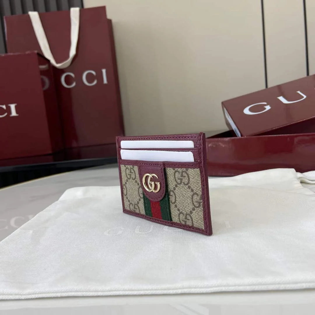 Gucci Ophidia card case 838486 in beige and red GG Supreme