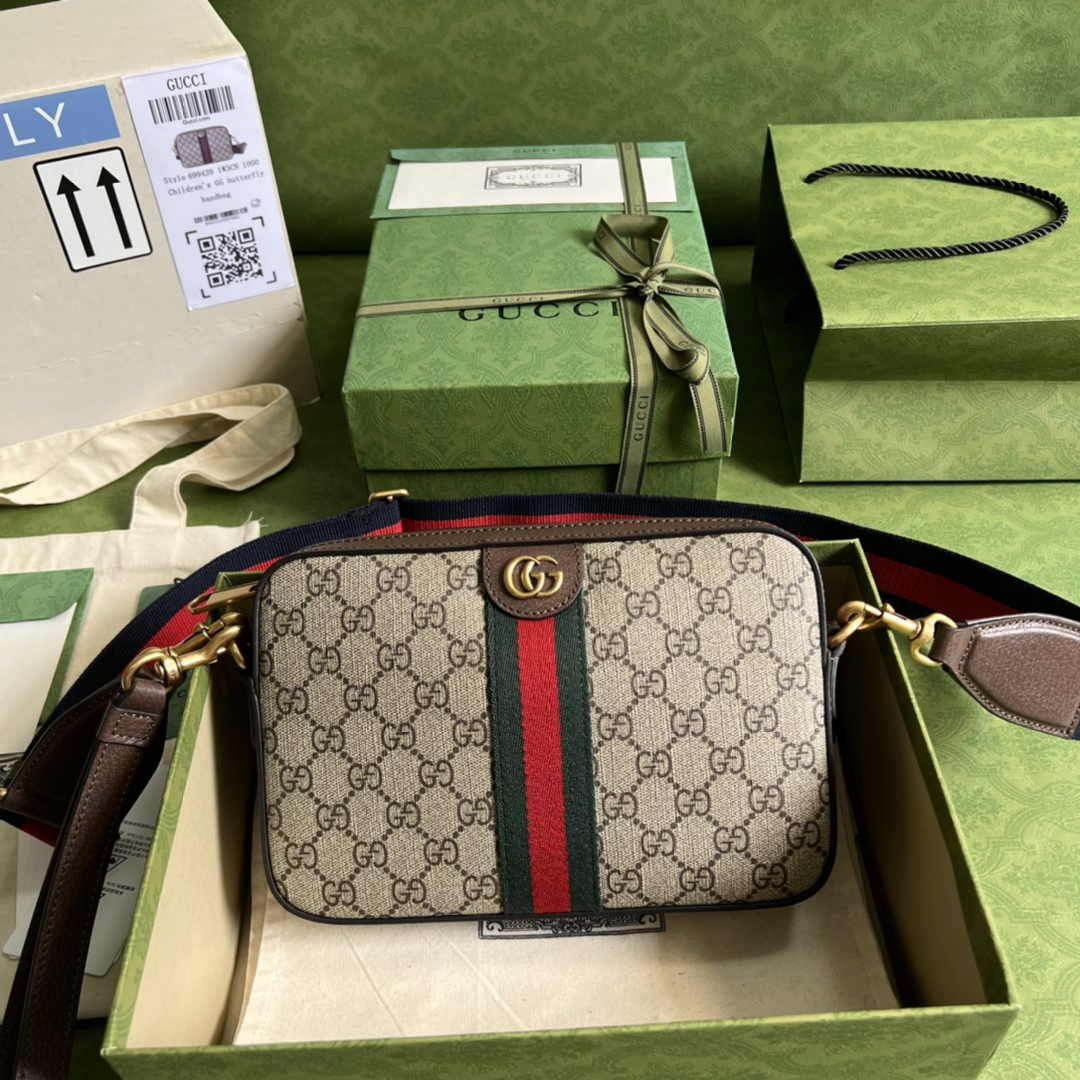 Gucci Ophidia GG crossbody bag 699439 in beige and ebony GG Supreme