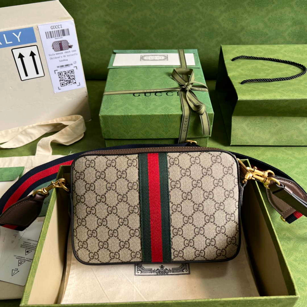 Gucci Ophidia GG crossbody bag 699439 in beige and ebony GG Supreme