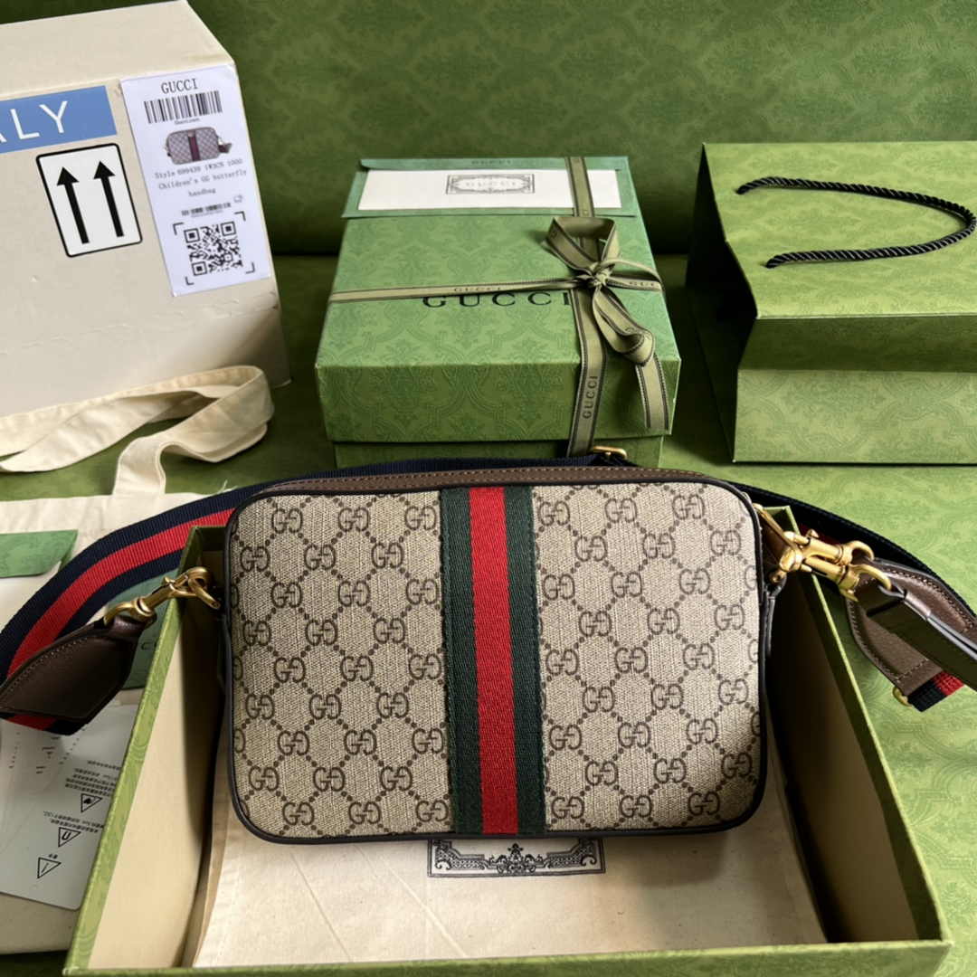 Gucci Ophidia GG crossbody bag 699439 in beige and ebony GG Supreme