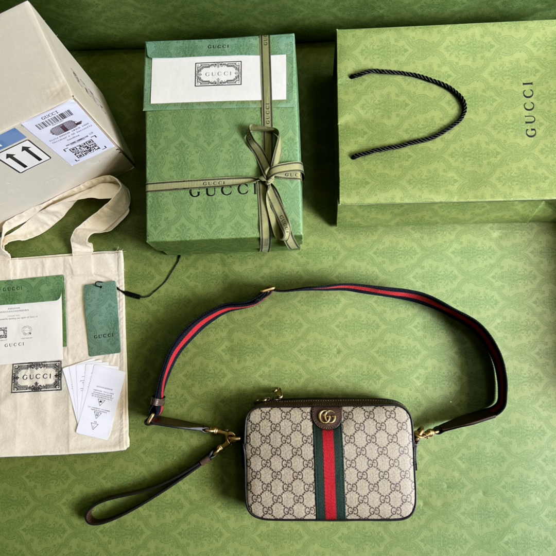 Gucci Ophidia GG crossbody bag 699439 in beige and ebony GG Supreme
