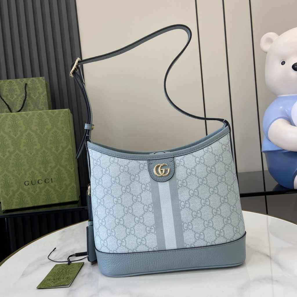 Gucci Ophidia GG small shoulder bag 781402 dusty blue leather