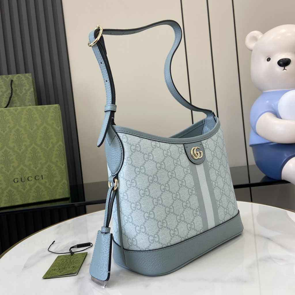 Gucci Ophidia GG small shoulder bag 781402 dusty blue leather