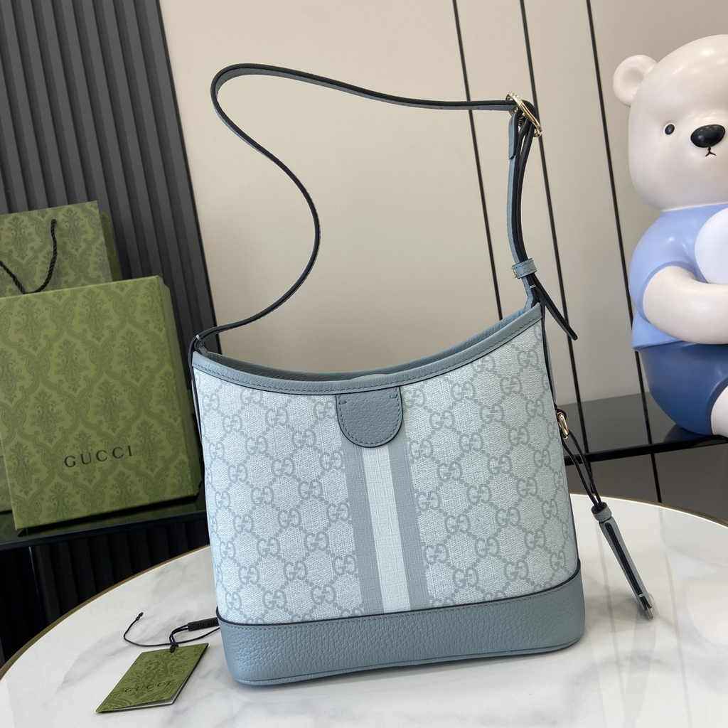 Gucci Ophidia GG small shoulder bag 781402 dusty blue leather