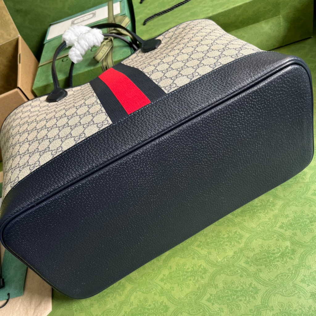 Gucci Ophidia large tote bag in beige and blue Supreme 726755