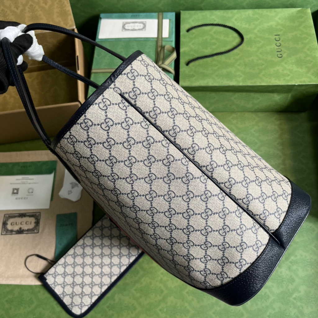 Gucci Ophidia large tote bag in beige and blue Supreme 726755