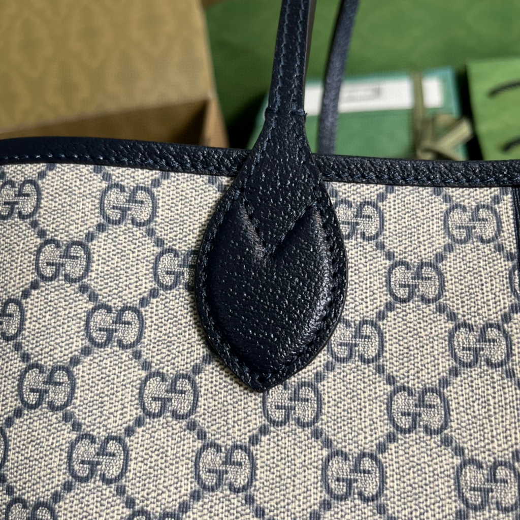 Gucci Ophidia large tote bag in beige and blue Supreme 726755