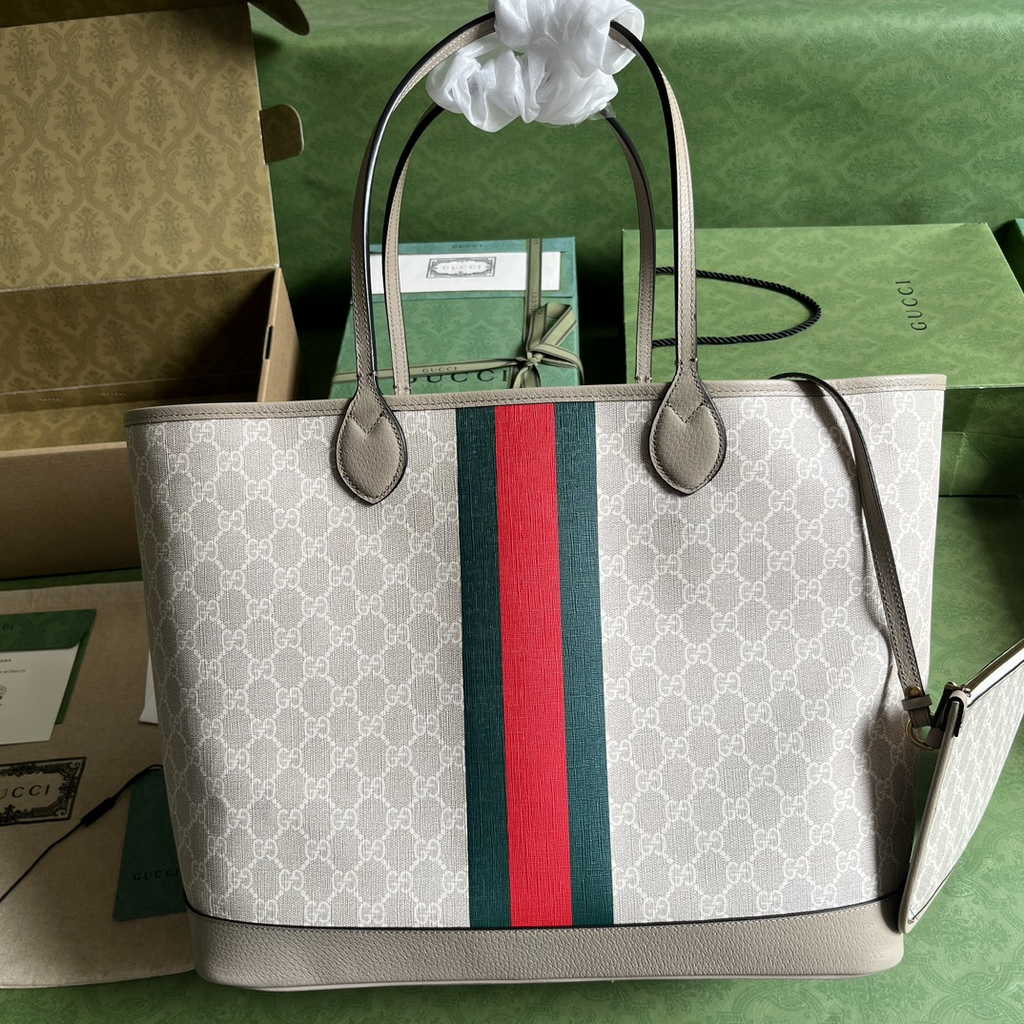 Gucci Ophidia large tote bag in beige Supreme 726755