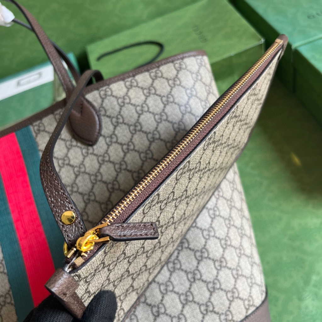 Gucci Ophidia large tote bag in beige and brown Supreme 726755
