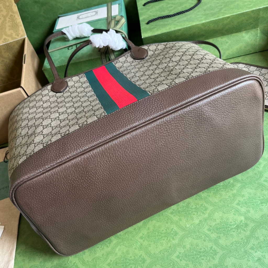 Gucci Ophidia large tote bag in beige and brown Supreme 726755
