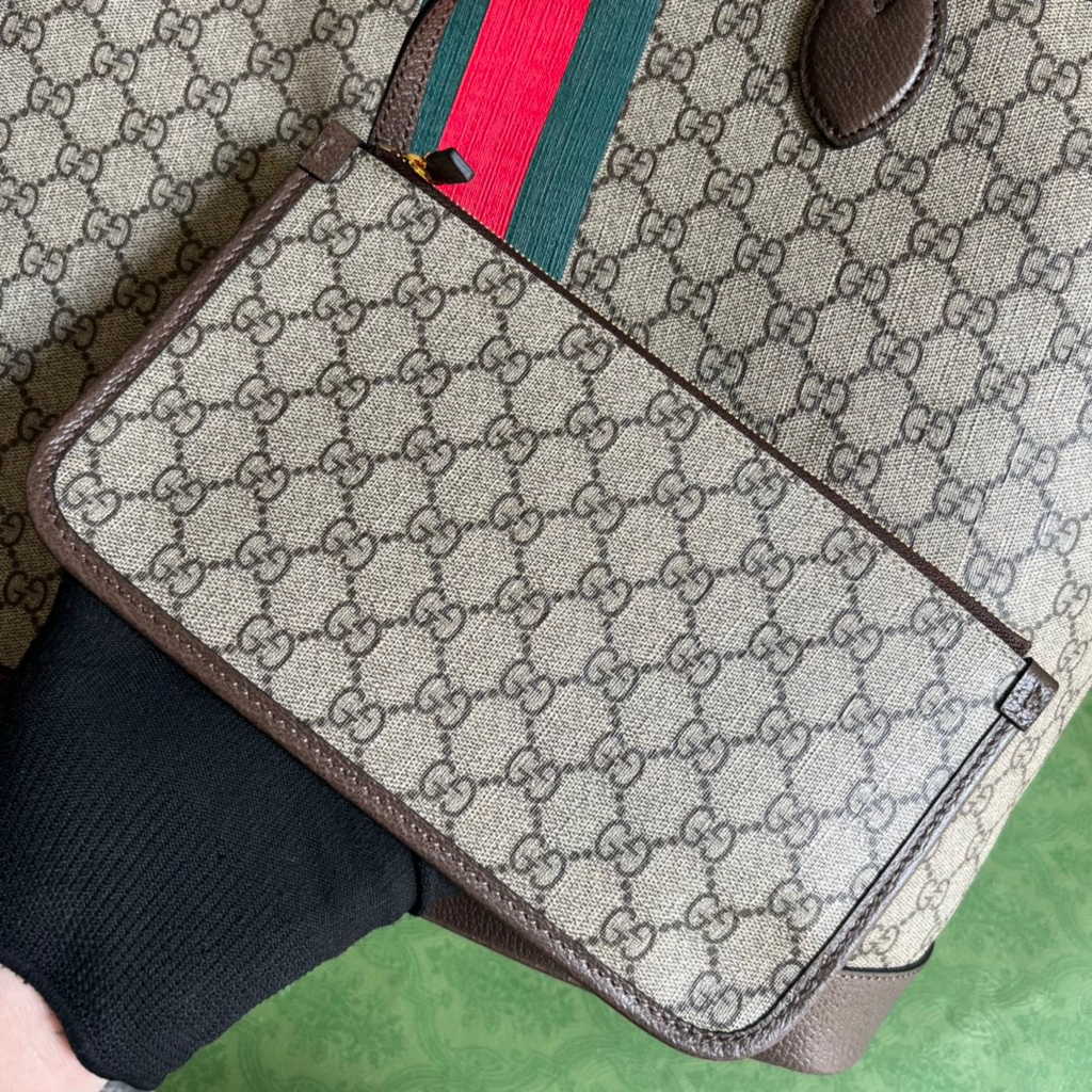 Gucci Ophidia large tote bag in beige and brown Supreme 726755