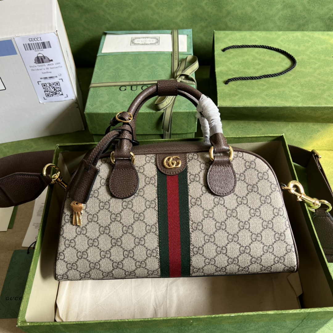 Gucci Ophidia medium GG top handle bag 724575 Brown leather