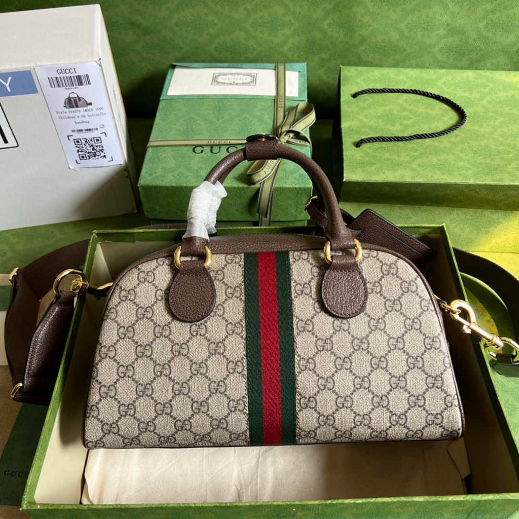Gucci Ophidia medium GG top handle bag 724575 Brown leather