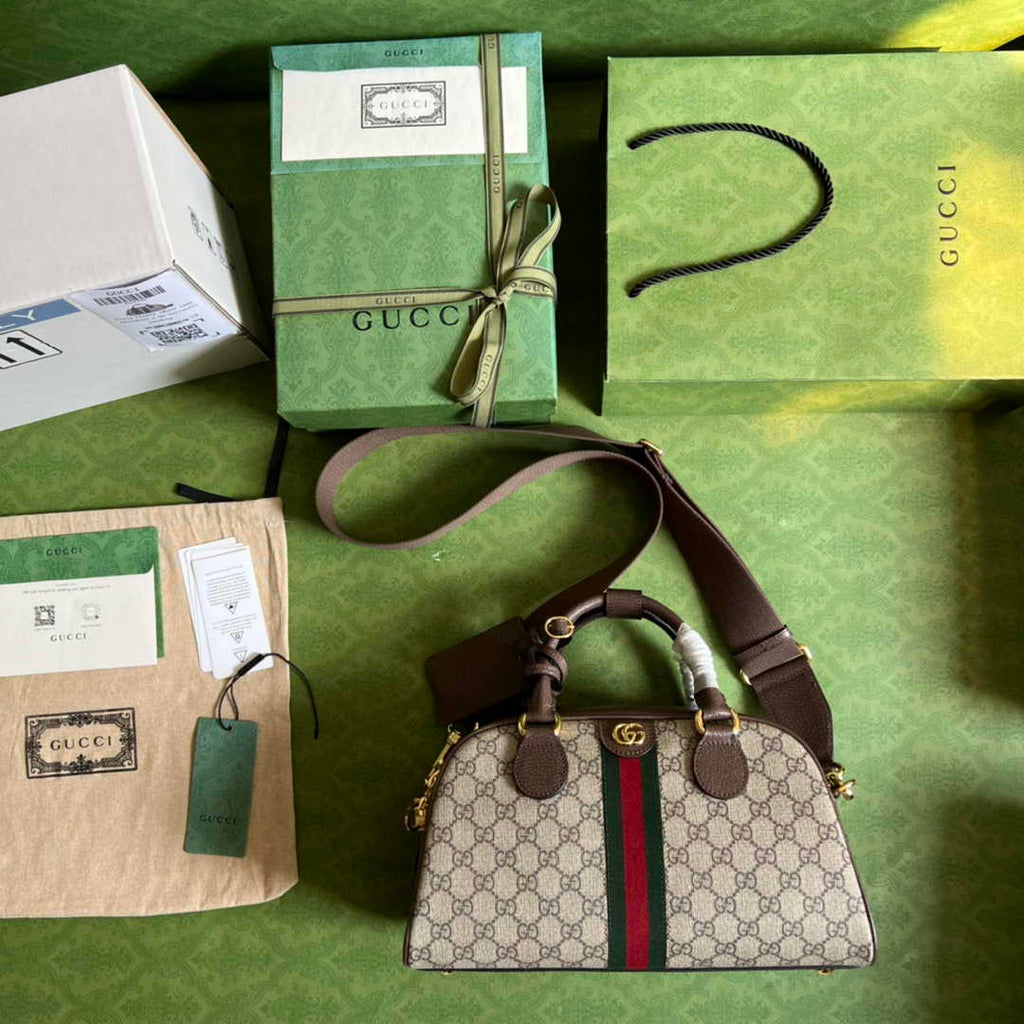 Gucci Ophidia medium GG top handle bag 724575 Brown leather