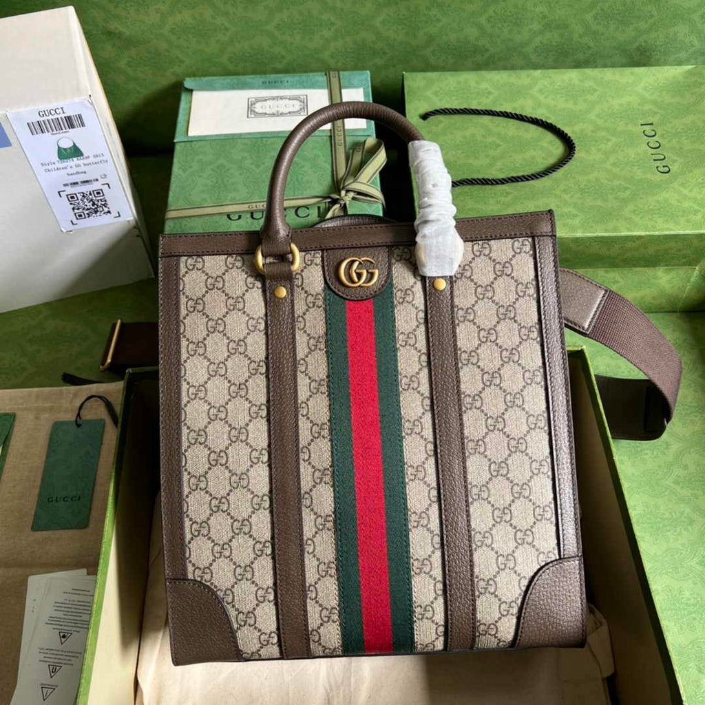Gucci Ophidia medium tote bag 724685 in beige and ebony Supreme