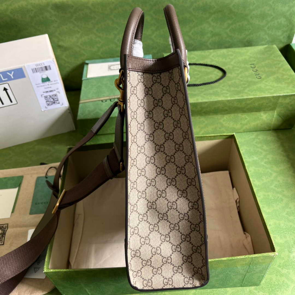 Gucci Ophidia medium tote bag 724685 in beige and ebony Supreme
