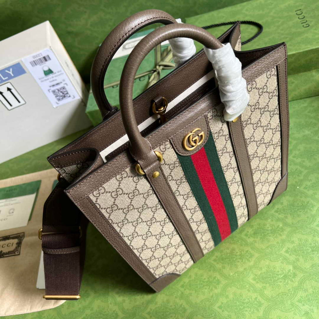 Gucci Ophidia medium tote bag 724685 in beige and ebony Supreme