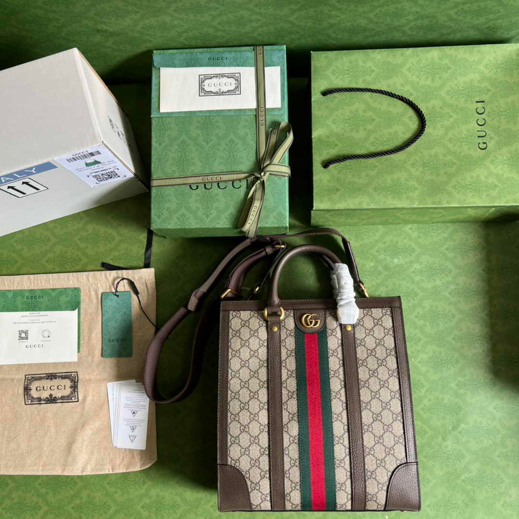 Gucci Ophidia medium tote bag 724685 in beige and ebony Supreme