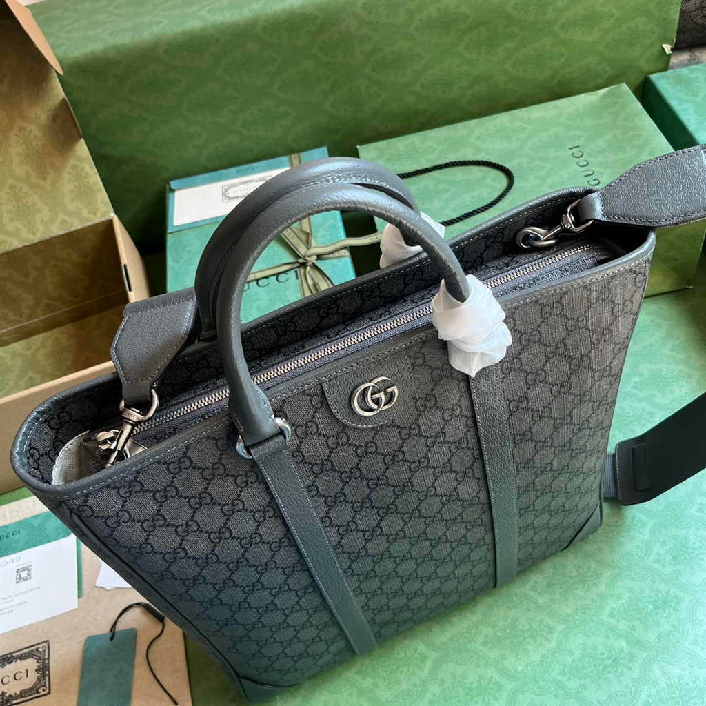 Gucci Ophidia medium tote bag 763316 in Grey and black GG Supreme