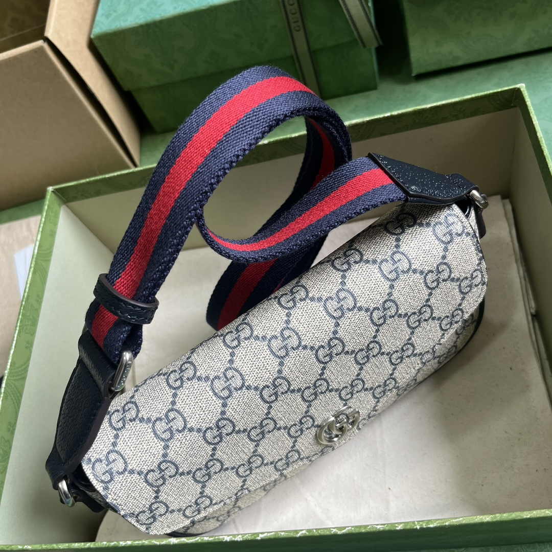 Gucci Ophidia mini bag 764961 in Beige and blue GG Supreme canvas