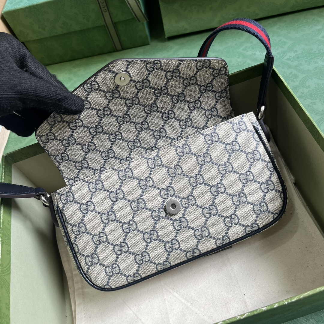 Gucci Ophidia mini bag 764961 in Beige and blue GG Supreme canvas