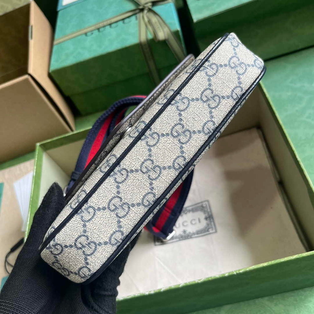 Gucci Ophidia mini bag 764961 in Beige and blue GG Supreme canvas