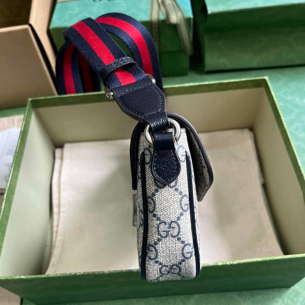 Gucci Ophidia mini bag 764961 in Beige and blue GG Supreme canvas