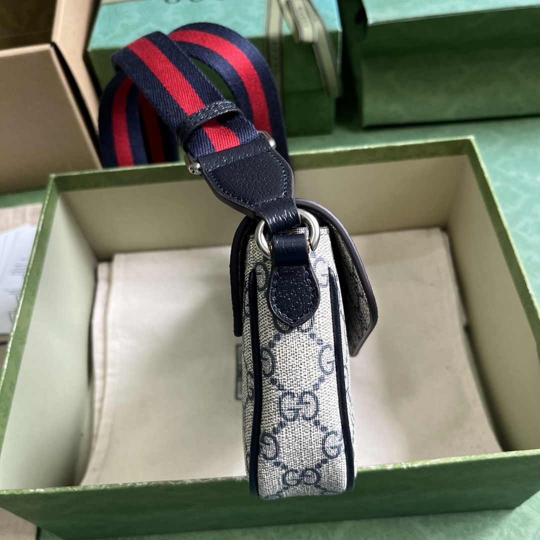 Gucci Ophidia mini bag 764961 in Beige and blue GG Supreme canvas