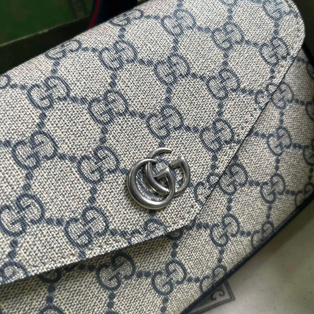 Gucci Ophidia mini bag 764961 in Beige and blue GG Supreme canvas