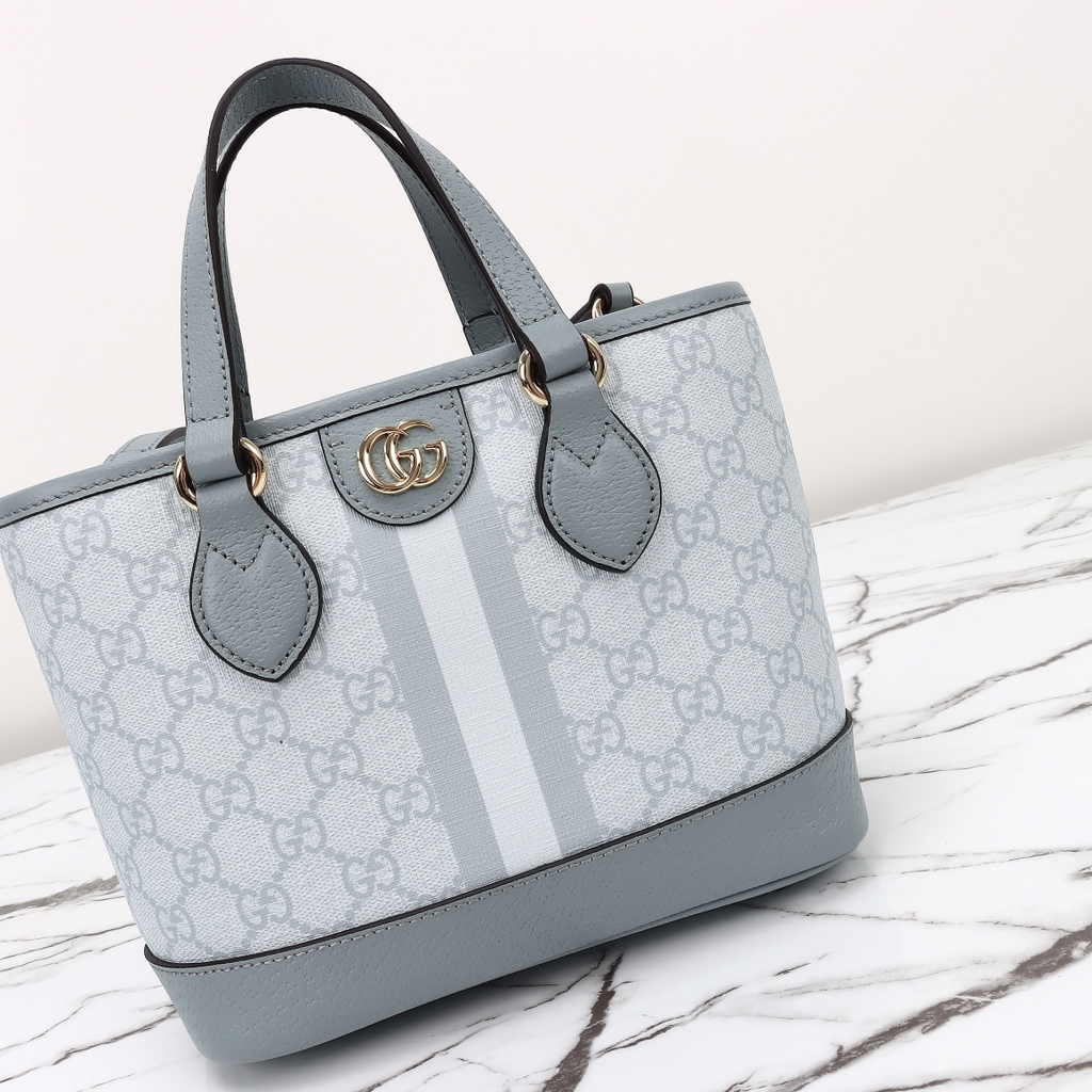 Gucci Ophidia mini tote bag 811716 in dusty blue leather