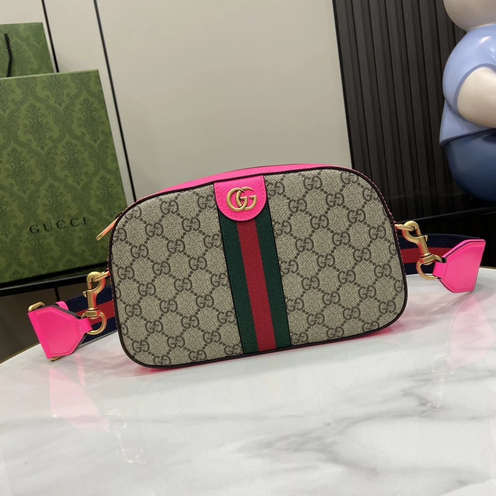 Gucci Ophidia small crossbody bag 752591 in pink leather