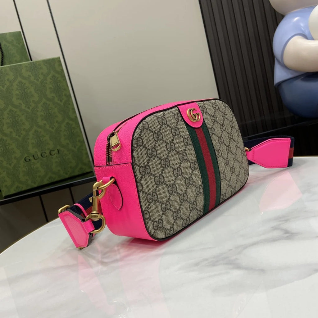Gucci Ophidia small crossbody bag 752591 in pink leather