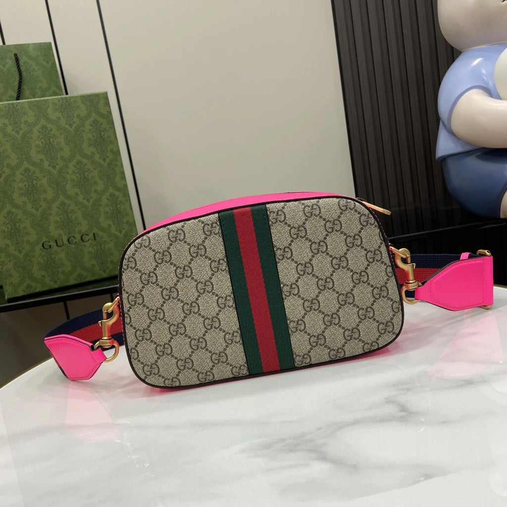 Gucci Ophidia small crossbody bag 752591 in pink leather