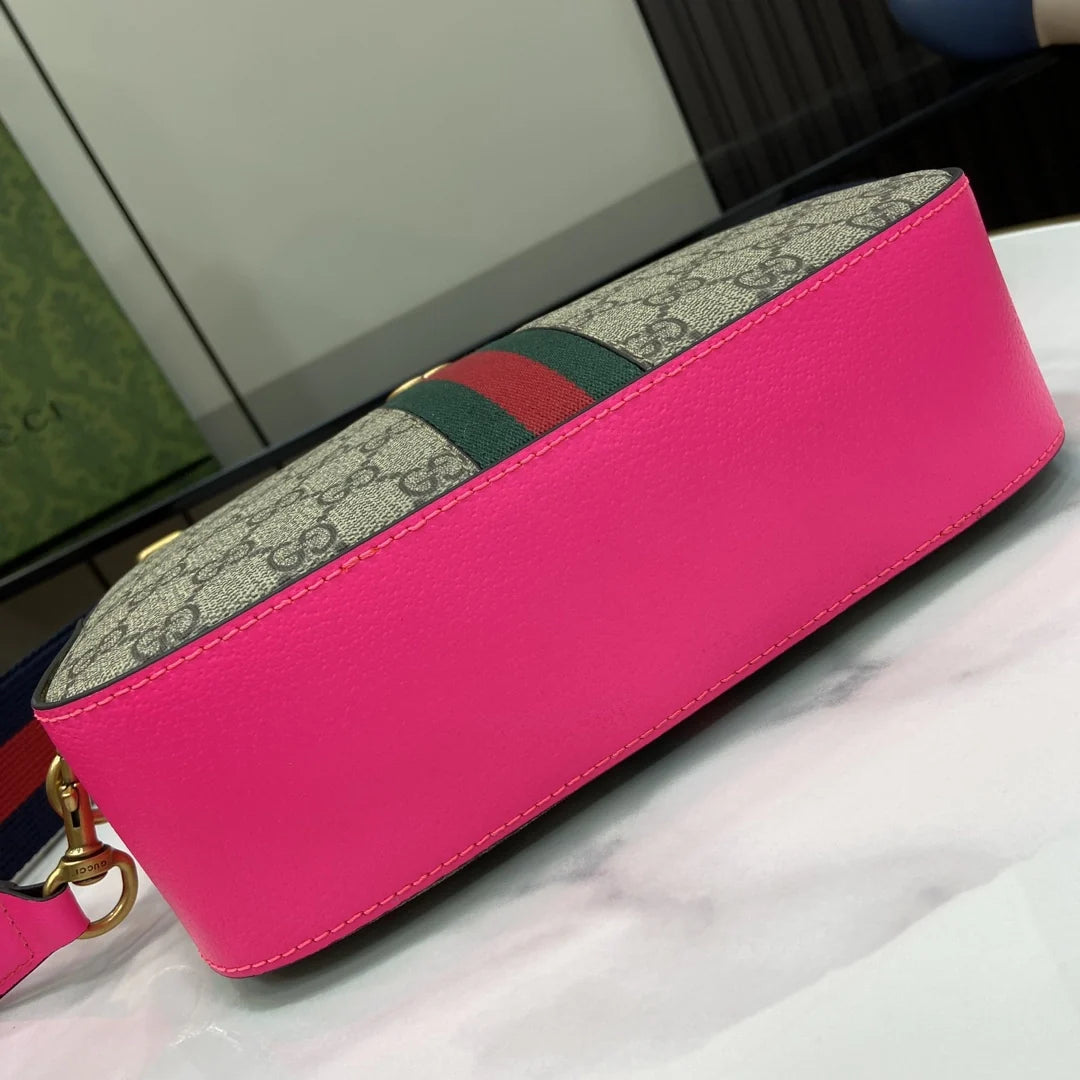 Gucci Ophidia small crossbody bag 752591 in pink leather