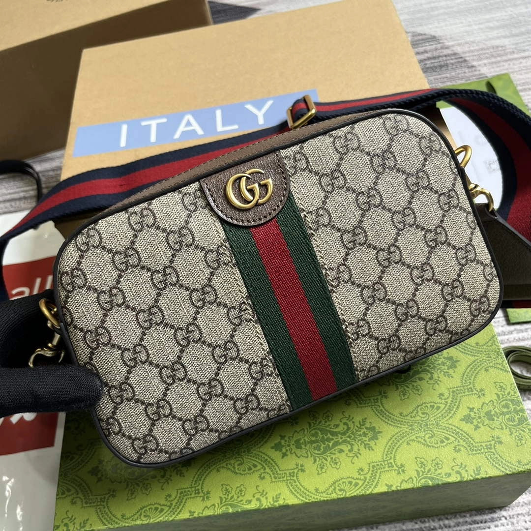 Gucci Ophidia small crossbody bag 752591 in brown leather