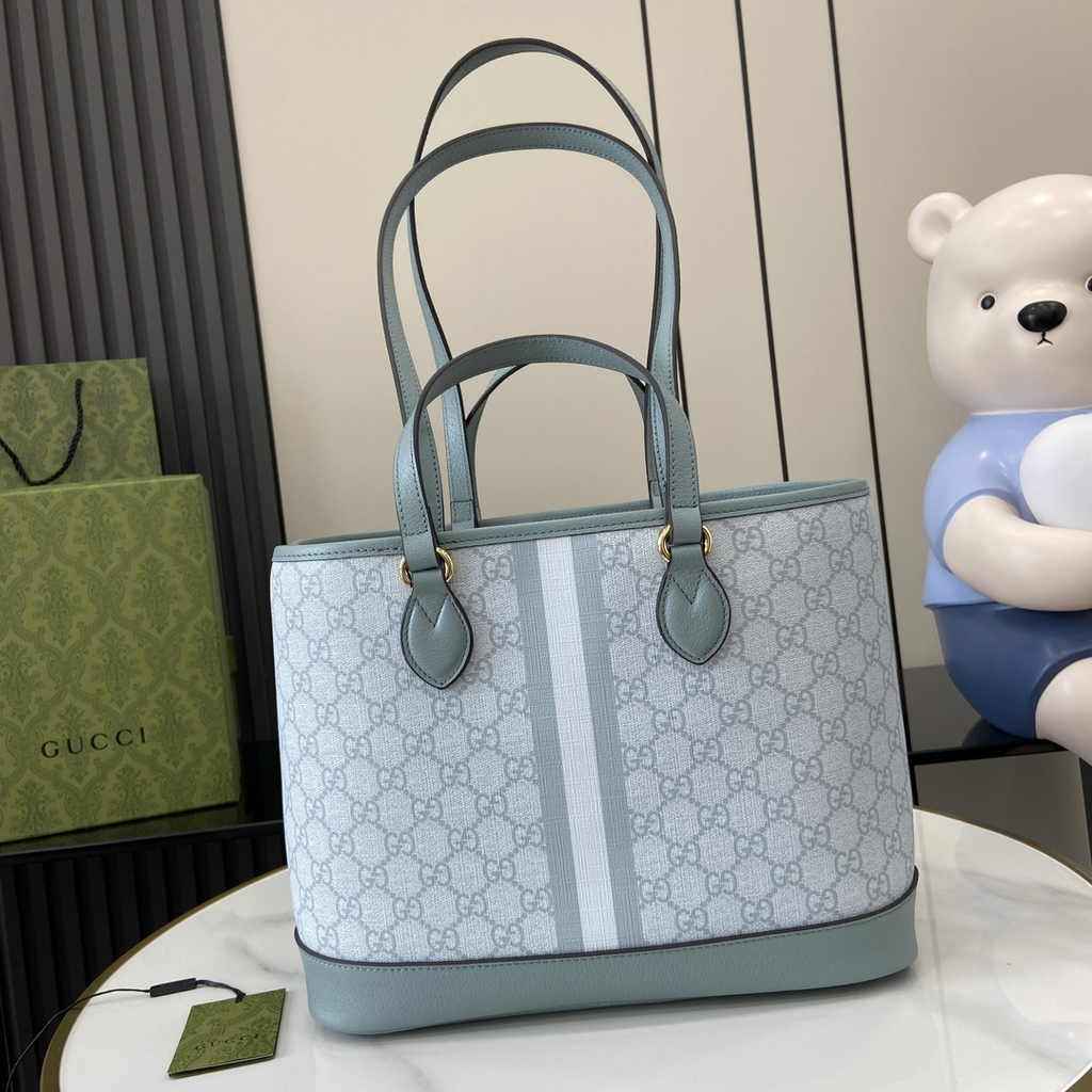 Gucci Ophidia small tote bag 765043 in dusty blue leather