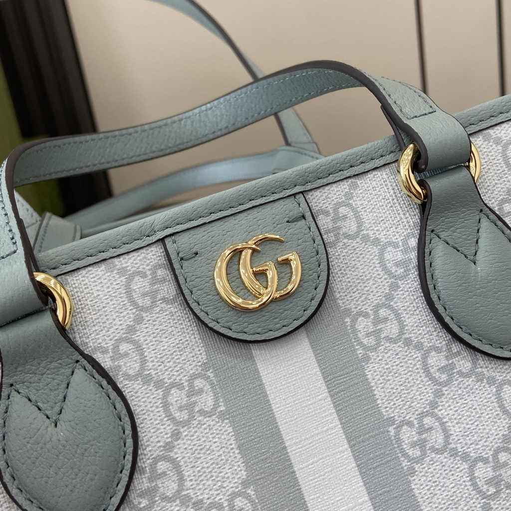 Gucci Ophidia small tote bag 765043 in dusty blue leather