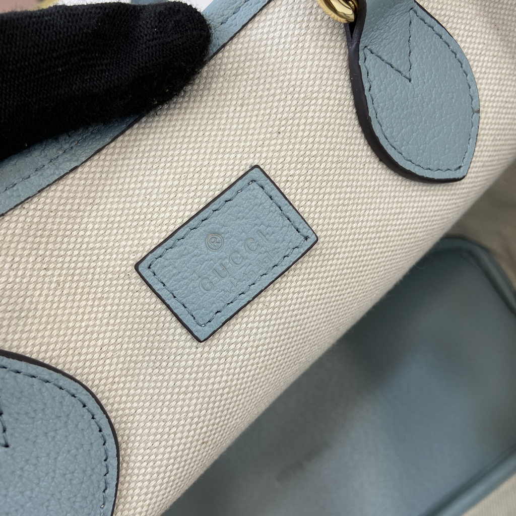 Gucci Ophidia small tote bag 765043 in dusty blue leather