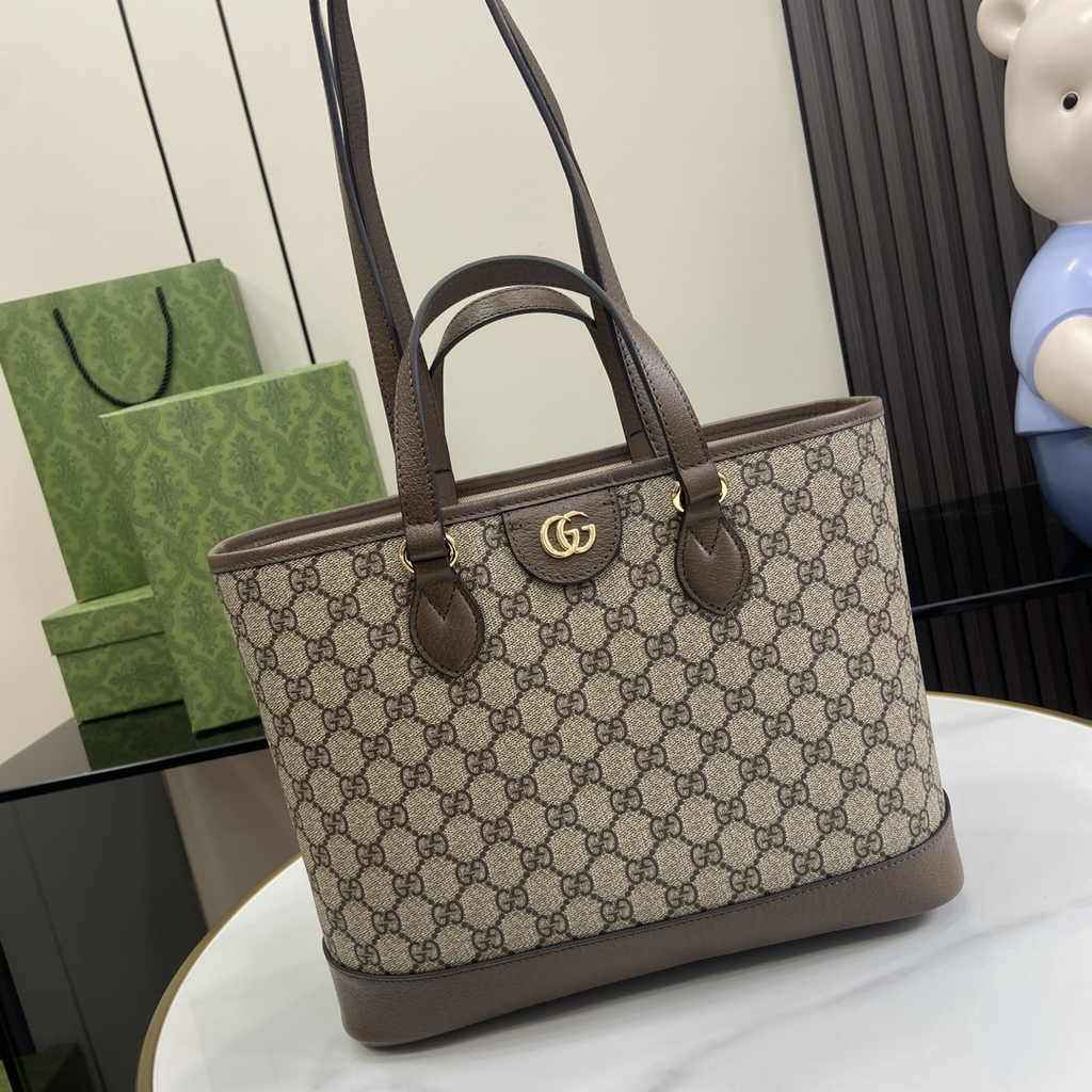 Gucci Ophidia small tote bag 765043 in brown leather
