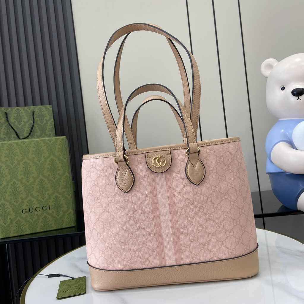 Gucci Ophidia small tote bag 765043 in pink leather