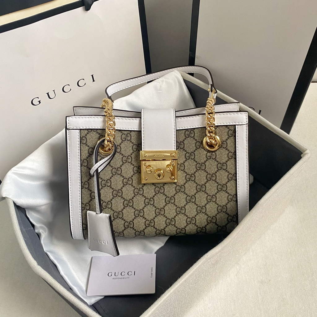 Gucci Padlock small GG shoulder bag 498156 white leather