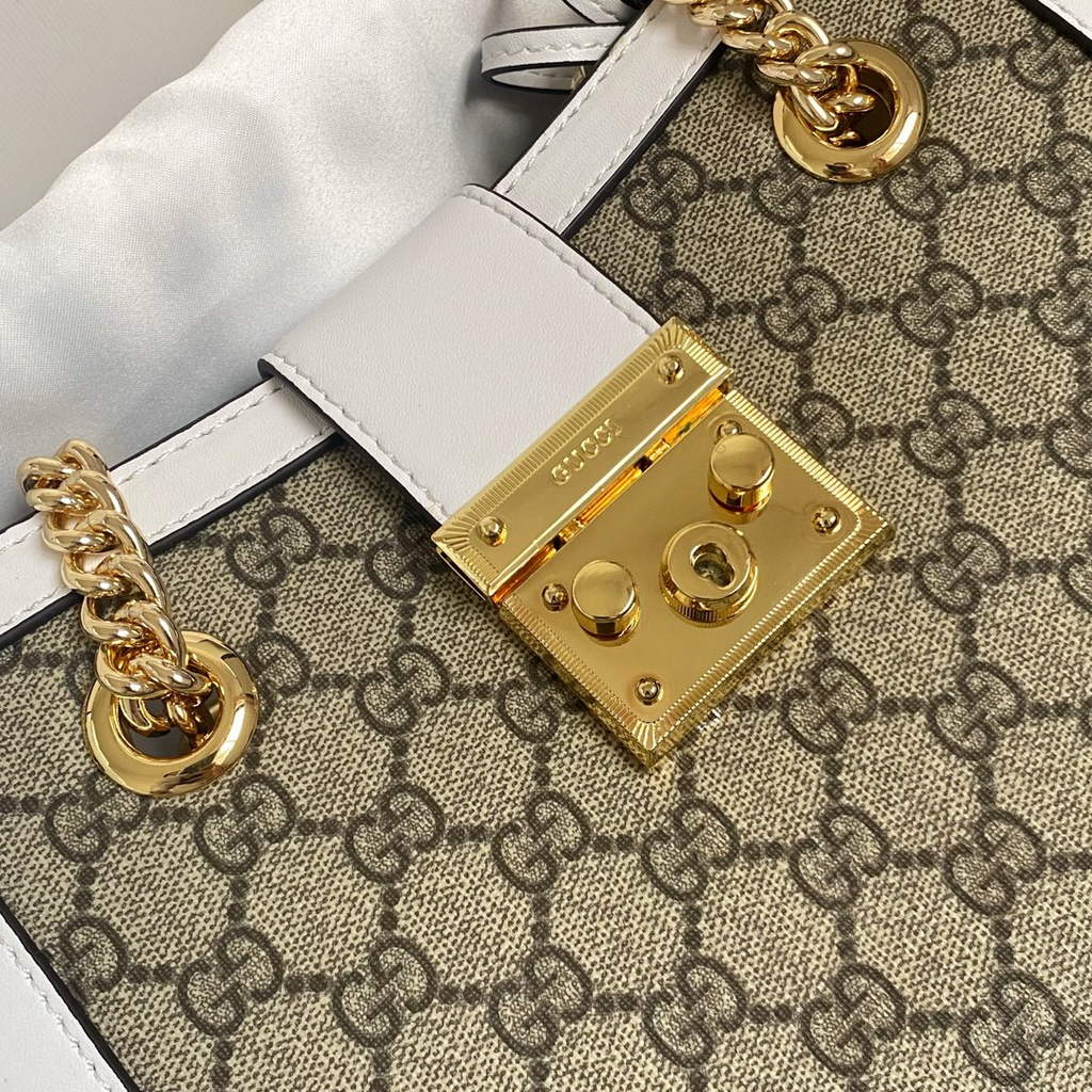 Gucci Padlock small GG shoulder bag 498156 white leather