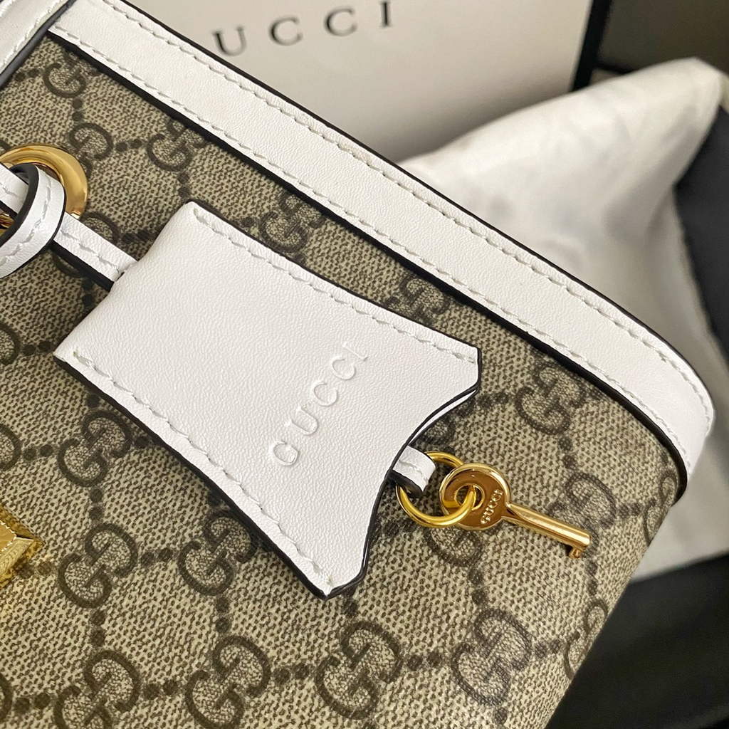 Gucci Padlock small GG shoulder bag 498156 white leather